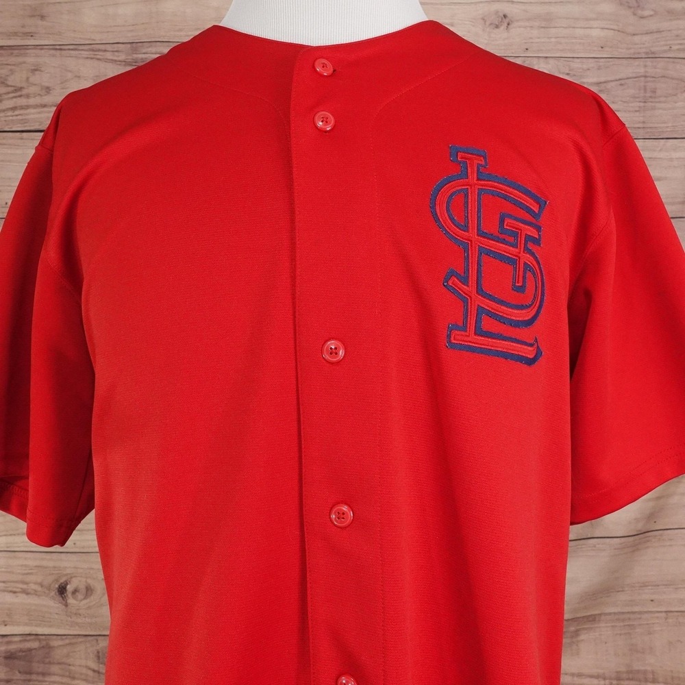 St. Louis Cardinals Jersey L Red MLB Baseball True Fan Button Front Short Sleeve